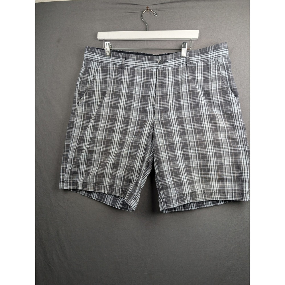 Greg Norman for Tasso Elba Mens Plaid Golf Shorts Grey Size 38 Flat Front